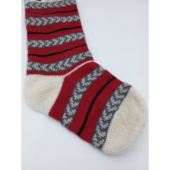 Pottery Barn Kids Rhett Natural Fair Isle Train Wool Christmas Xmas Stocking - Picture 5 of 11